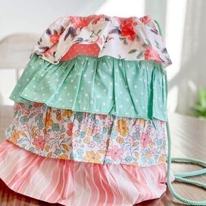 Matilda Jane Floral and Polka Dot Ruffled Drawstring Bag In the Ruffles